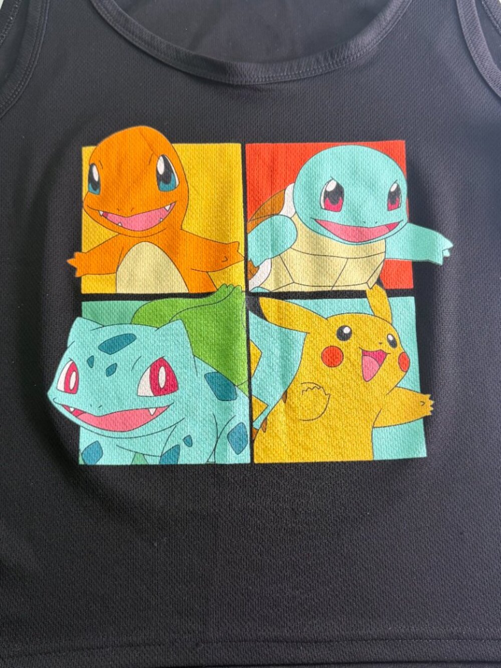 Pokémon Tank Top Black Graphic Pikachu Charmander Squirtle Bulbasaur Size L - Picture 3 of 6